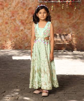 Sea green sequence embroidery jumpsuit 1