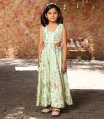 Sea green sequence embroidery jumpsuit