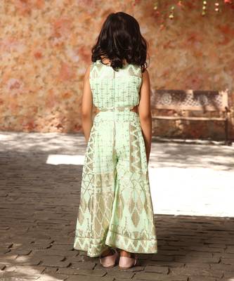 Sea green sequence embroidery jumpsuit 2