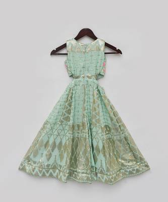 Sea green sequence embroidery jumpsuit 4