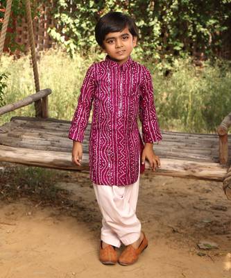 Purple bandhaj kurta set 1