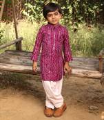 Purple bandhaj kurta set