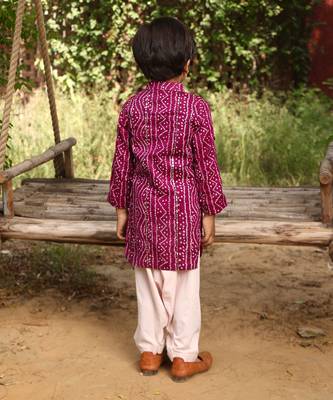 Purple bandhaj kurta set 2