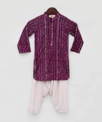 Purple bandhaj kurta set 4