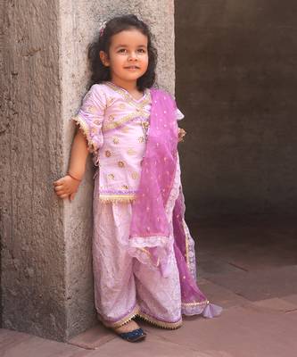 Lilac embroidered kurti set 1