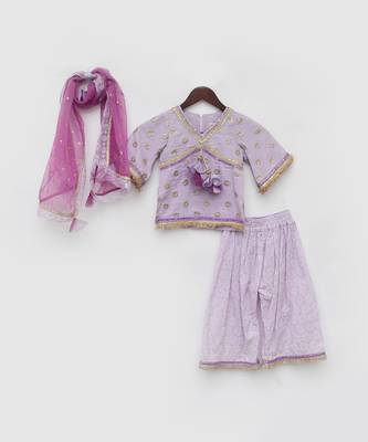 Lilac embroidered kurti set 2