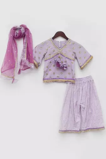 Lilac embroidered kurti set