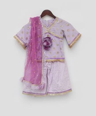 Lilac embroidered kurti set 4
