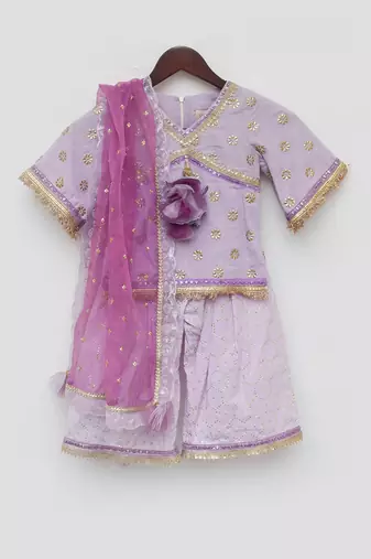 Lilac embroidered kurti set