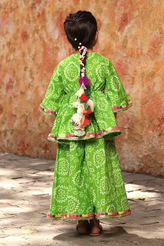 Green bandhaj sharara set