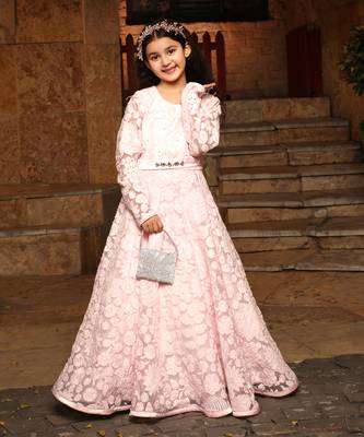 Baby pink embroidered anarkali 1