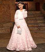 Baby pink embroidered anarkali