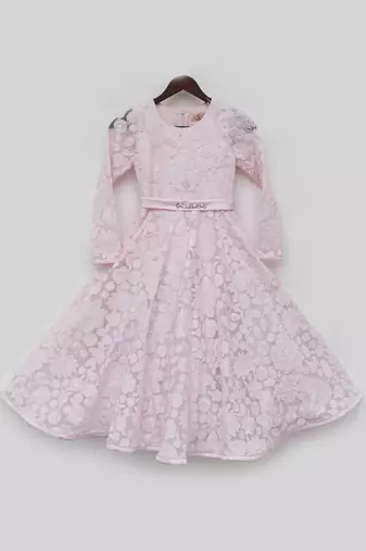 Baby pink embroidered anarkali