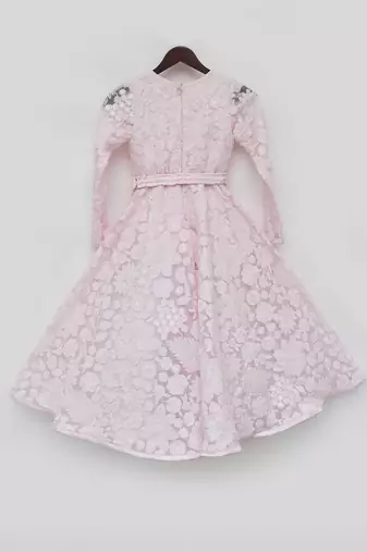 Baby pink embroidered anarkali