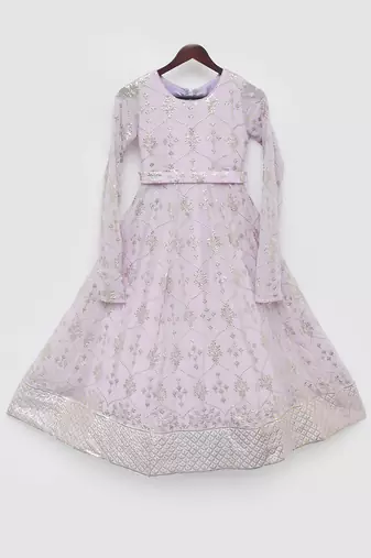 Lilac embroidered anarkali