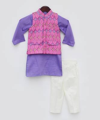 Pink patola printed nehru jacket set 3