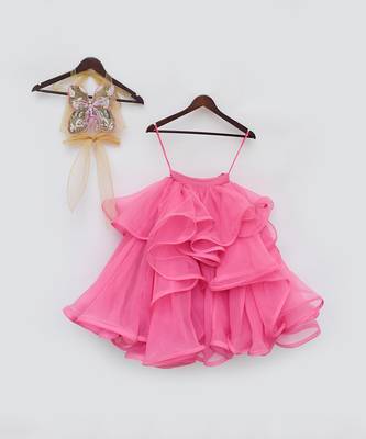 Pink ruffel skirt set 3