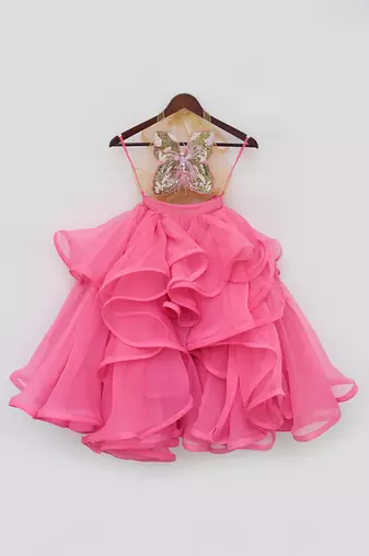Pink ruffel skirt set
