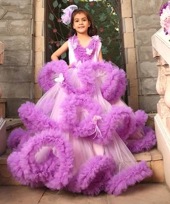 Purple net ruffel gown 1