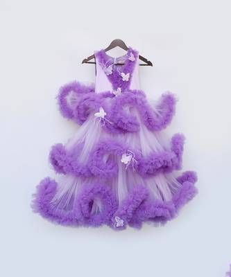 Purple net ruffel gown 3