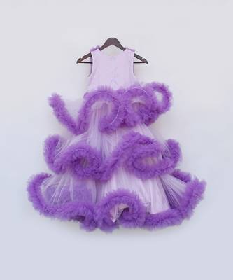 Purple net ruffel gown 4