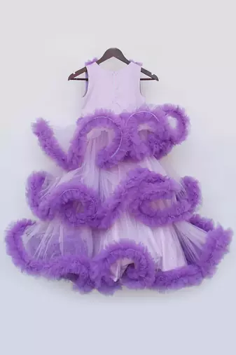 Purple net ruffel gown