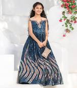 Teal blue sequence gown