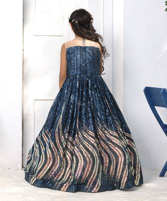 Teal blue sequence gown 2
