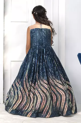 Teal blue sequence gown