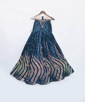 Teal blue sequence gown 3