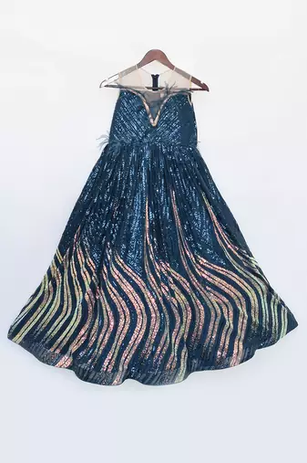 Teal blue sequence gown