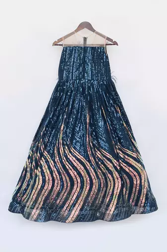 Teal blue sequence gown