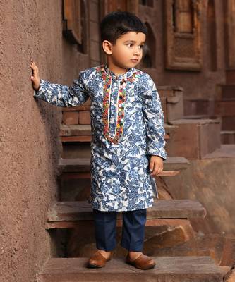 Blue print kurta set 1