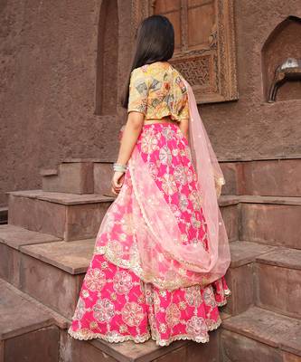 Yellow embroidery lehenga set 2
