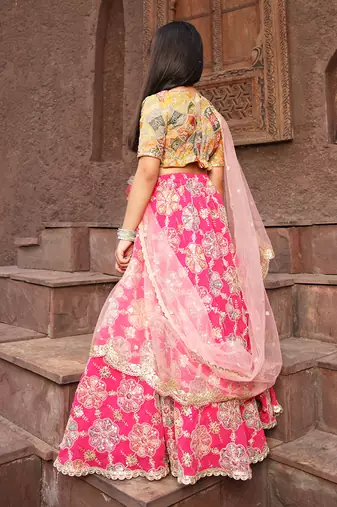 Yellow embroidery lehenga set