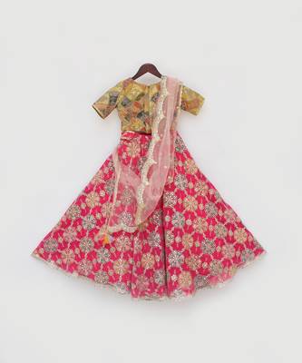 Yellow embroidery lehenga set 5