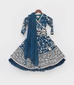 Teal blue parsi work lehenga set