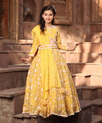 Yellow parsi work lehenga set 1