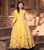 Yellow parsi work lehenga set
