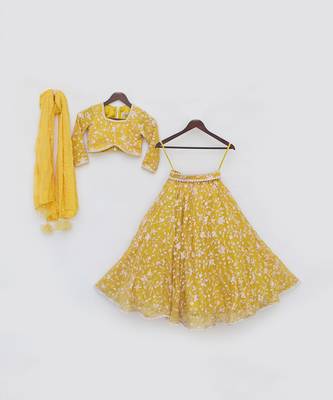 Yellow parsi work lehenga set 3