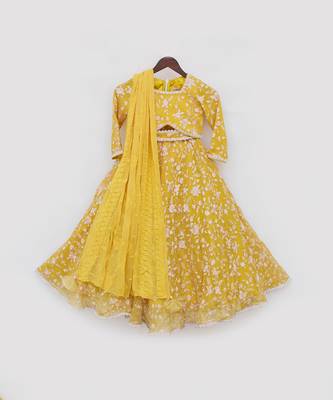 Yellow parsi work lehenga set 4