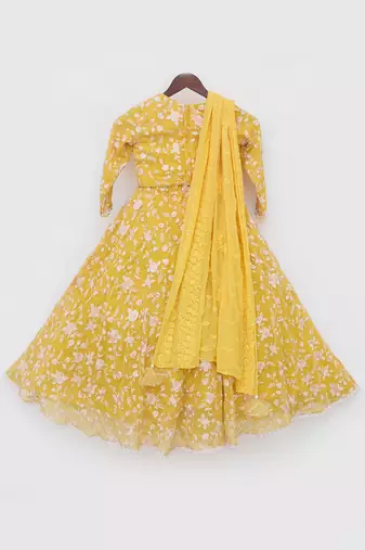 Yellow parsi work lehenga set