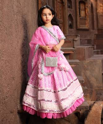 Hot pink embroidery lehenga choli 1