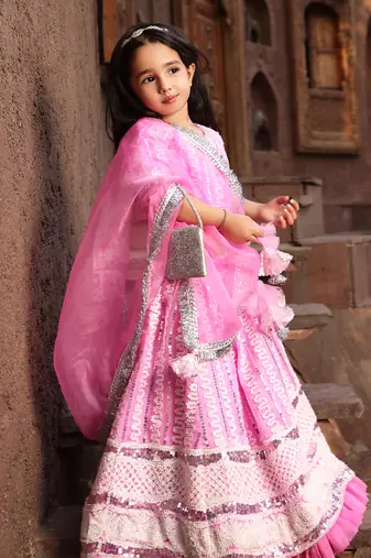 Hot pink embroidery lehenga choli