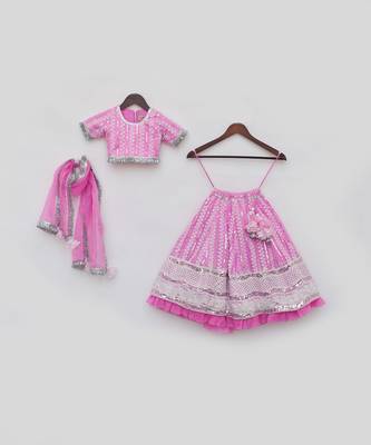 Hot pink embroidery lehenga choli 3