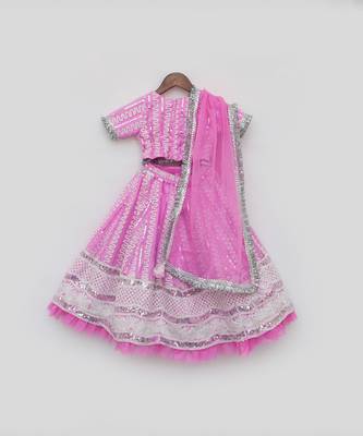 Hot pink embroidery lehenga choli 4