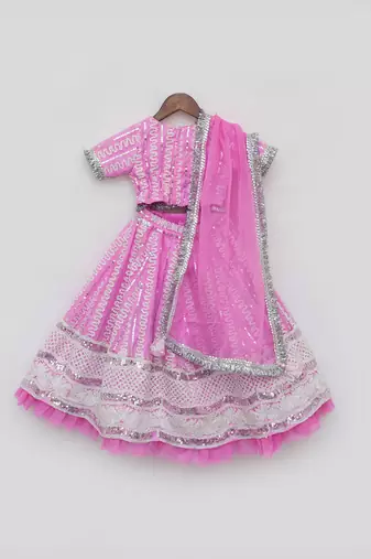 Hot pink embroidery lehenga choli