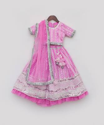 Hot pink embroidery lehenga choli 5