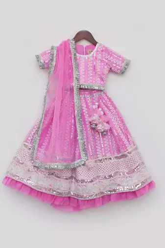 Hot pink embroidery lehenga choli