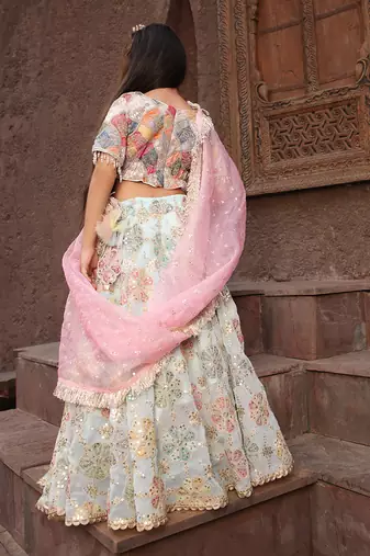 Off white embroidered lehenga set